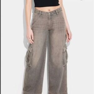 wild fable Wide Leg Cargo Pants in Olive Gray Wash